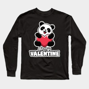 Be My Valentine Cute Panda Long Sleeve T-Shirt